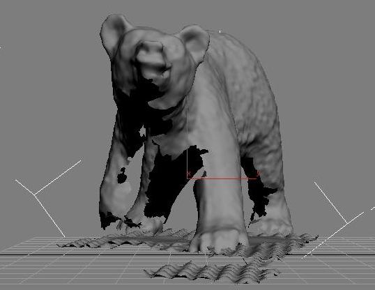 Holes in the bear's surface despite more than 16 scans